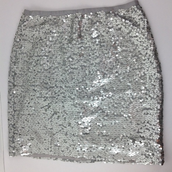 SOLD! J.Crew factory silver sequin skirt - Picture 2 of 8